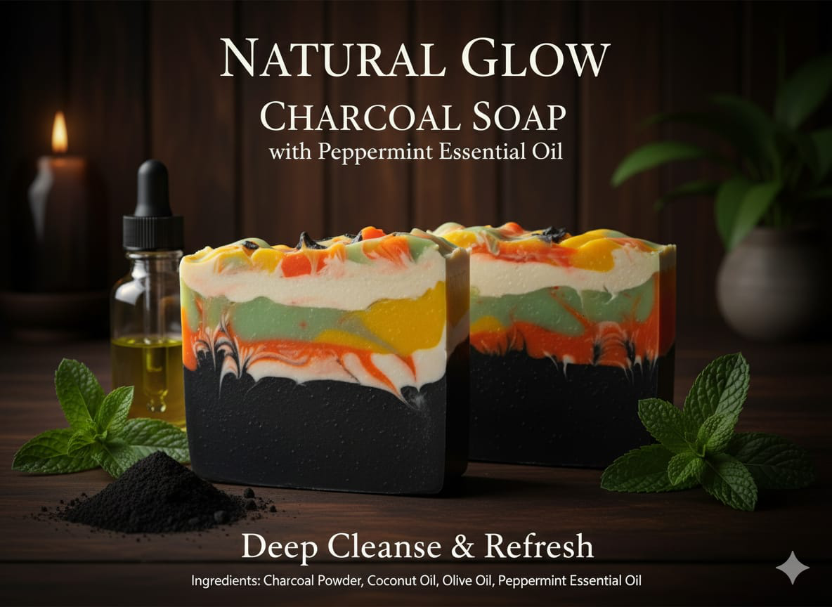 NaturalGlow handmade Charcoal cold process soap