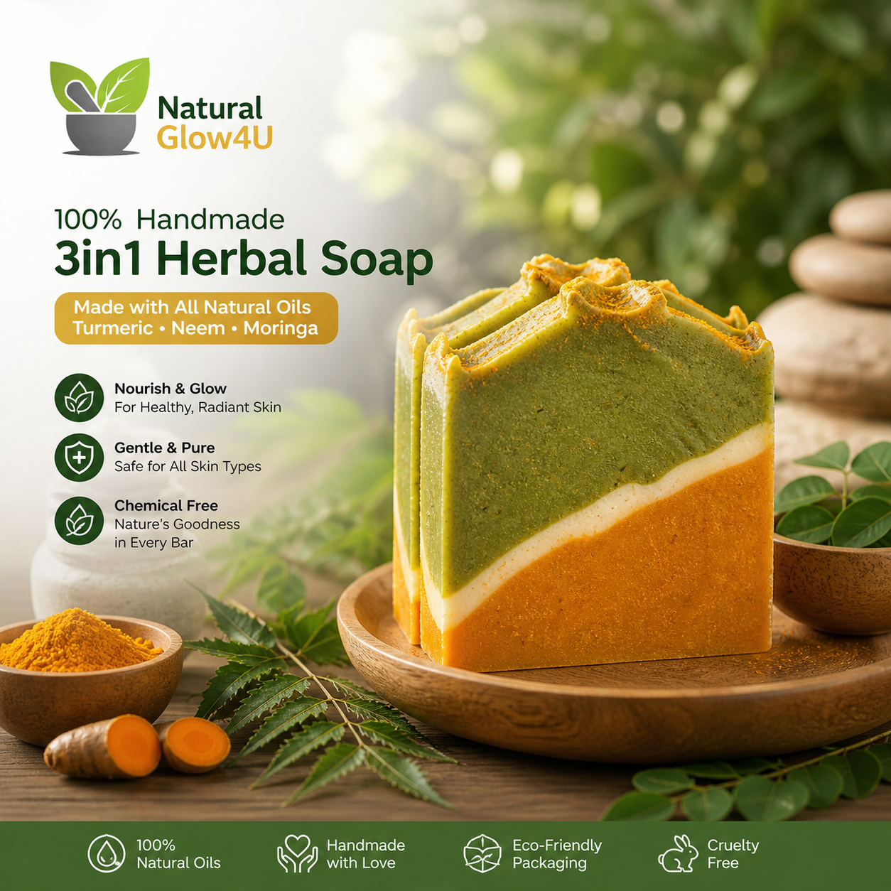 NaturalGlow New 3in1 Herbal Soap handmade soap Bangladesh