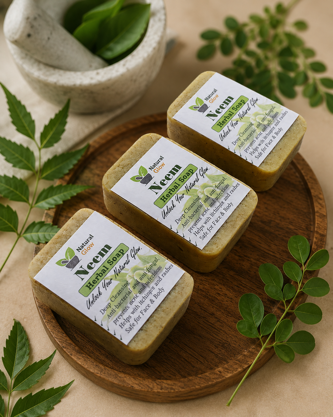 NaturalGlow4u Neem & Moringa Soap handmade soap Bangladesh